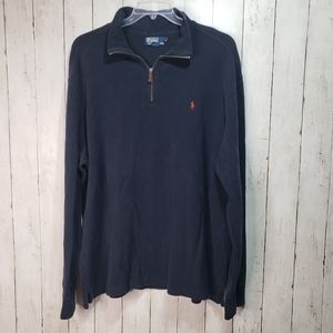 Vintage Polo Ralph Lauren Sweater Mens Navy Quarter Zip Pullover Cotton Size XXL